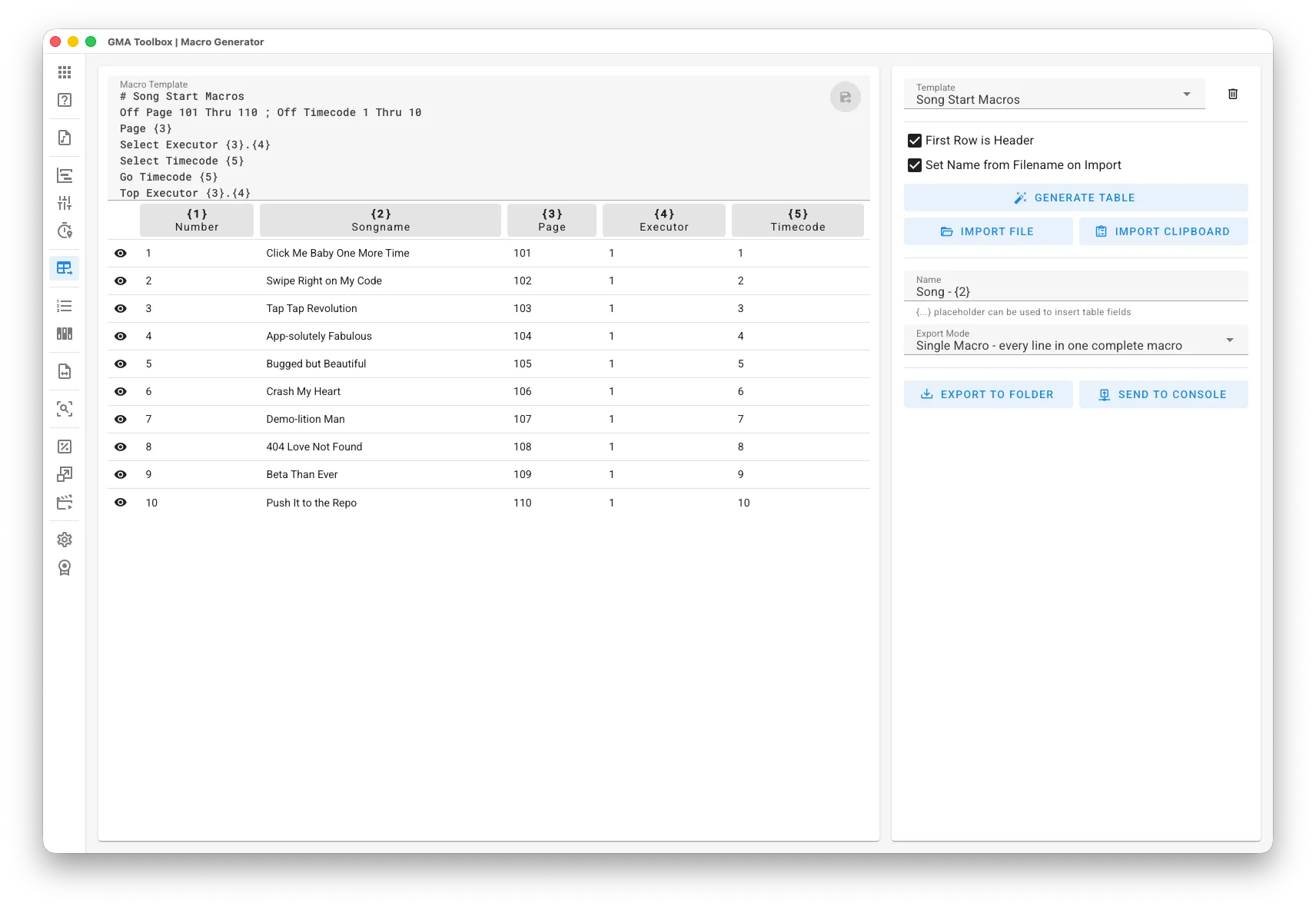 Macro Generator - Screenshot