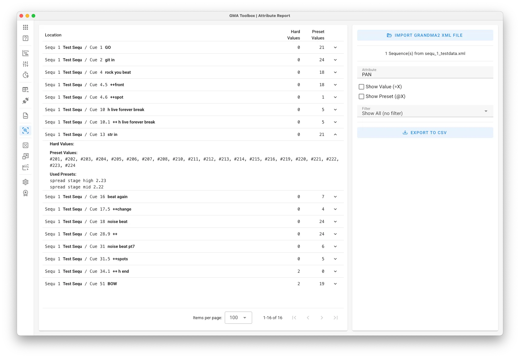 Attribute Report - Screenshot