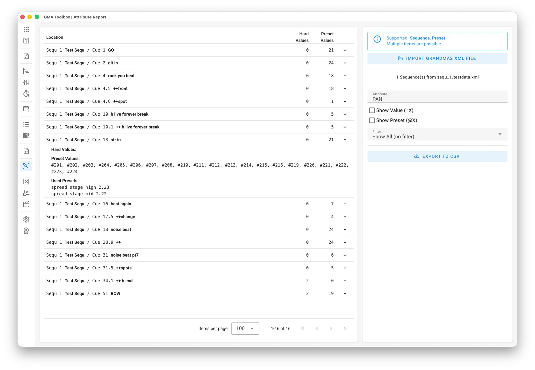 Attribute Report - Screenshot