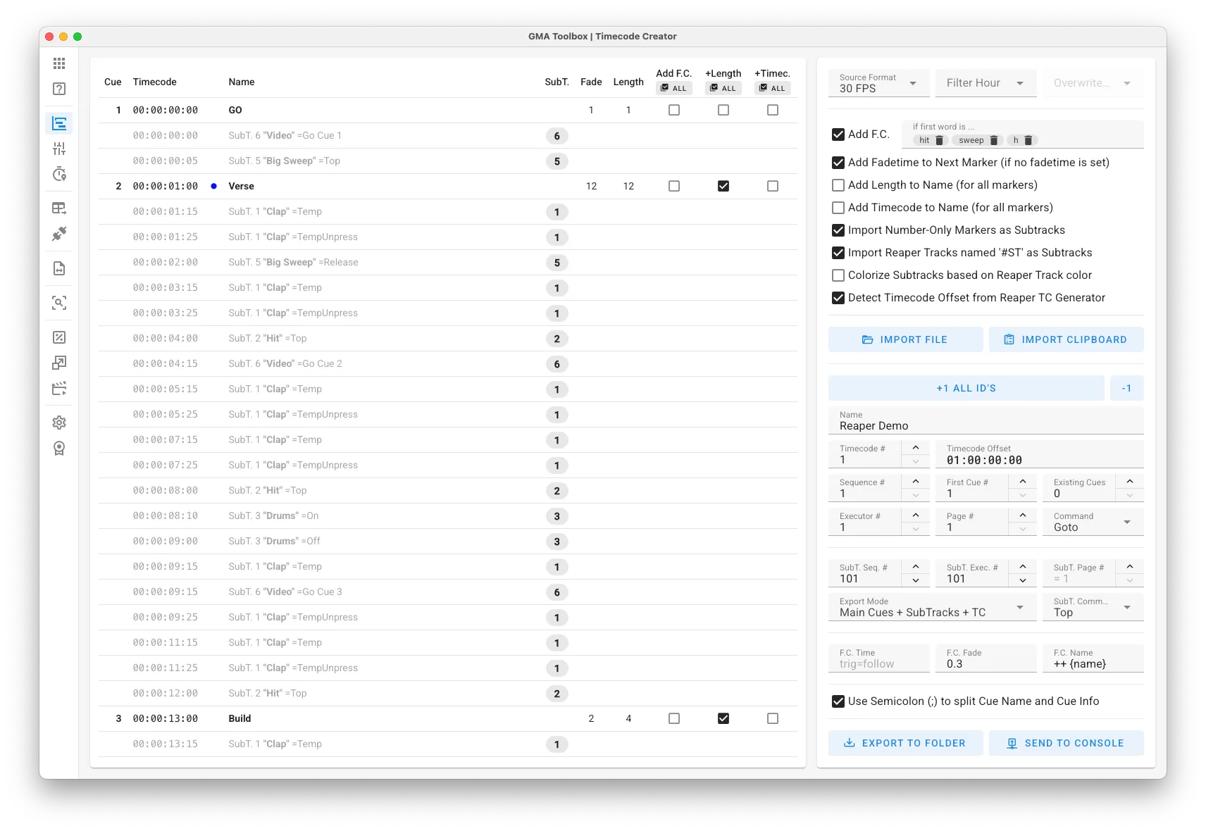Timecode Creator - Screenshot