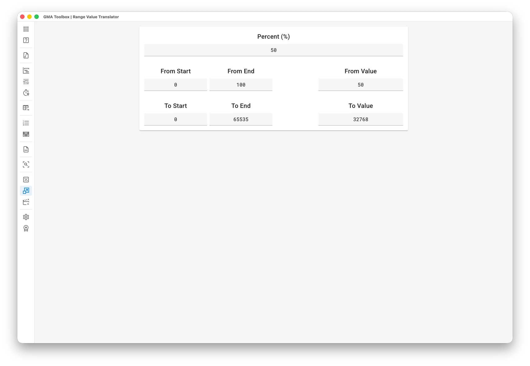 Range Value Translator - Screenshot